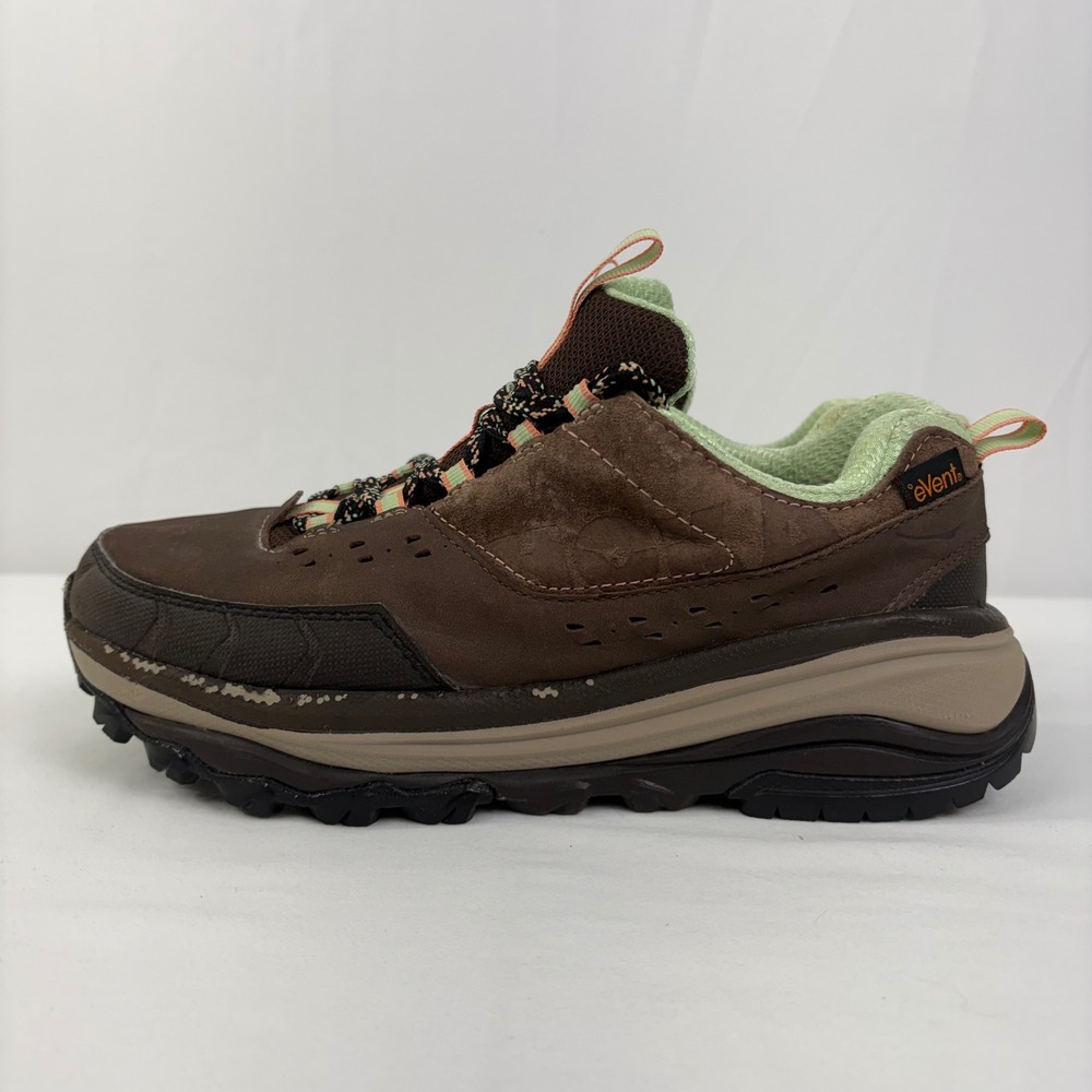 Hoka One One Tor Summit WP Womens Brown Green Waterproof Hiking Trail Shoes 8.5